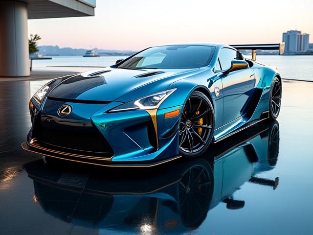 港を背景にしたレクサス LFA