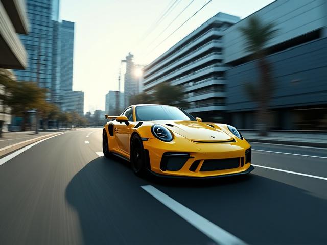 港の倉庫街を走るポルシェ 911 GT3